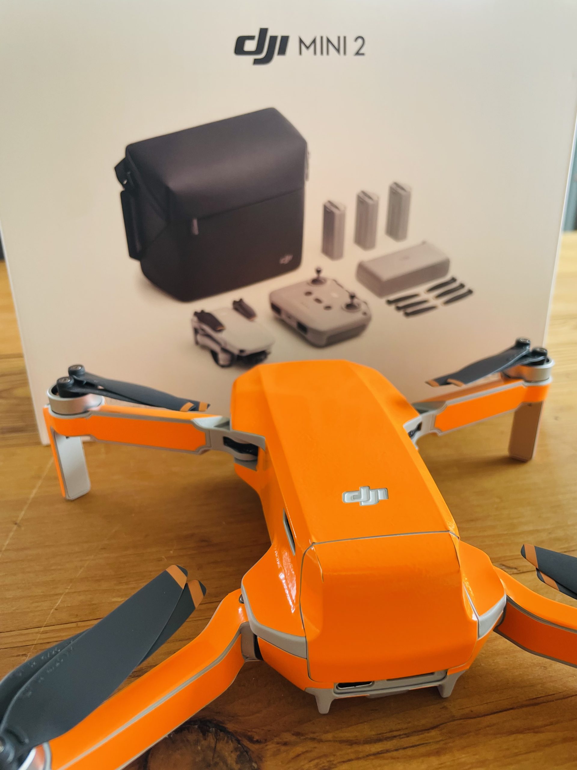 DJI mini 2 Skin Orange - Edinburgh Drone Company back